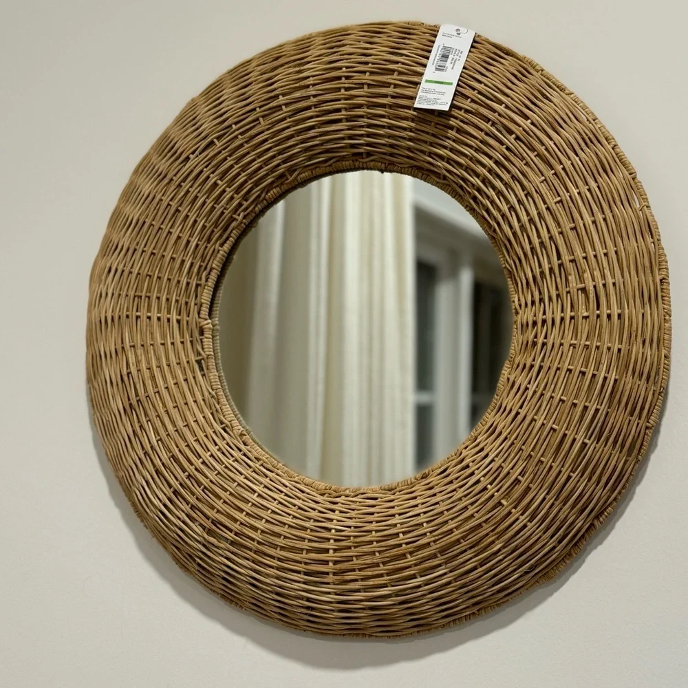 Round Rattan Wall Mirror -
